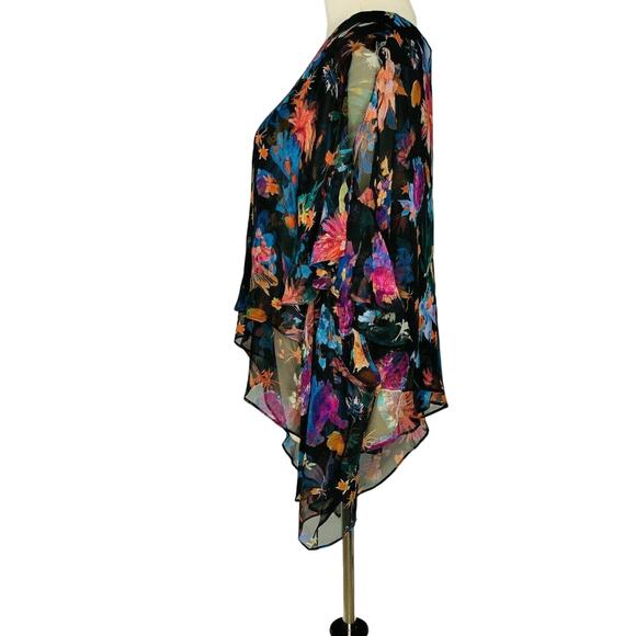 IRO Black Floral Ruffled asymmetrical Tunic Blouse Top size 40 - 8 - Picture 5 of 11